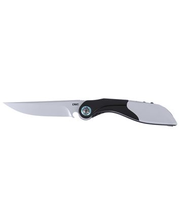 CRKT 5702 Nucleus3.19" Folding Plain Bead Blasted 12C27 Sandvik Blade, Black/Red G10/SS Handle