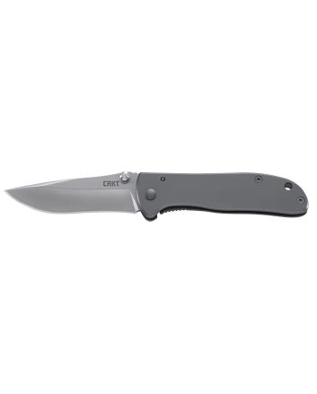 CRKT 6450S DrifterEDC 2.88" Folding Drop Point Plain Satin 8Cr14MoV SS Blade, Silver Stainless Steel Handle