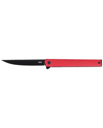 CRKT 7097RK CEO Flipper EDC 3.35" Folding Plain Black EDP AUS-8A SS Blade, Red GRN Handle