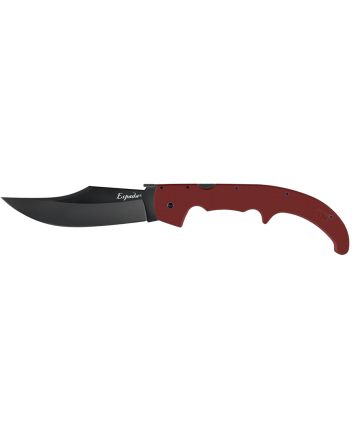 Cold Steel CS62MGCRRBK Espada XL 7.50" Folding Trailing Point Plain Black PVD AUS-10A SS Blade, Ruby Red Textured G10 Handle