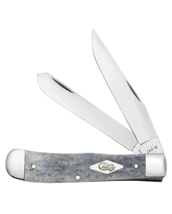 Case 34203 StockmanLarge Folding Clip Point/Sheepsfoot/Spey Plain Mirror Polished Tru-Sharp SS Blade/ Smooth Gray Bone Handle