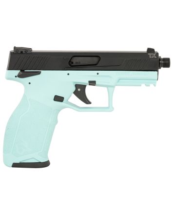 Taurus 1-TX22141C10 TX22Full Size Frame 22 LR 10+1 4.10" Matte Black Threaded Barrel, Matte Black Serrated Slide, Cyan Polymer Frame w/Picatinny Rail, Textured Grip