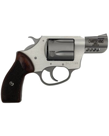 Charter Arms 53802 CoyoteSmall 380 ACP 5 Shot 2" Ported Stainless Steel Barrel, Stainless Steel Cylinder, Anodized Aluminum Frame, Rosewood Checkered Grip, Exposed Hammer