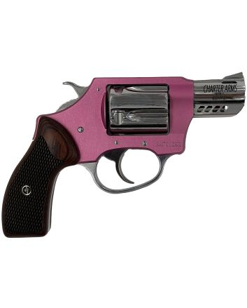 Charter Arms 53805 Coyote380 ACP 5 Shot 2" High Polished Ported Barrel, High Polished Cylinder, Pink Aluminum Frame, Rosewood Checkered Grip, Exposed Hammer