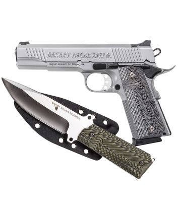 Magnum Research DE1911GSS-K Desert Eagle 1911w/ 1911 Fixed Blade Knife 45 ACP 8+1 5.01" Stainless Steel Slide Matte Stainless Steel Black/Gray G10 Grip