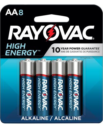 Rayovac 8158T03 AA HIGH ENERGY Alkaline BatteriesSilver/Blue 1.5 Volts 2,700 mAh (8) Single Pack