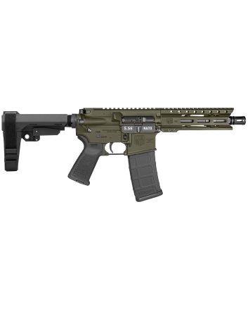 Diamondback DB1913K101 DB155.56 NATO 30+1 7" Black Nitride Heavy Threaded Barrel, OD Green Cerakote Picatinny Rail Aluminum Receiver, 6" M-LOK Handguard, SB Tactical Brace &amp; Black Magpul MOE Grip