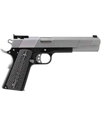 Iver Johnson Arms EAGLEXL45TT Eagle Deluxe 45 ACP 8+1 6" Steel Barrel, Hard Chrome Serrated Steel Slide, Matte Black Steel Frame w/Beavertail, Black/Gray G10 Grip