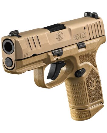 FN 66101421 Reflex9mm Luger 10+1 3.30" Micro-Compact Frame Flat Dark Earth PVD Serrated Steel Slide w/Picatinny Rail Stippled Grip Ambidextrous