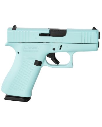 Glock UX4350204REB G43XSub-Compact Frame 9mm Luger 10+1 3.41" Black GMB Barrel, Robins Egg Blue Cerakote Serrated Steel Slide, Robin Egg Blue Cerakote Polymer Frame w/Beavertail, Ambidextrous