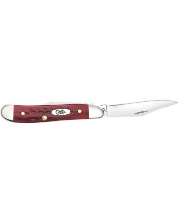 Case 00781 PeanutMedium 2.10"/1.53" Folding Clip Point/Pen Plain Mirror Polished Tru-Sharp SS Blade Corn Cob Jigged Old Red Bone Handle