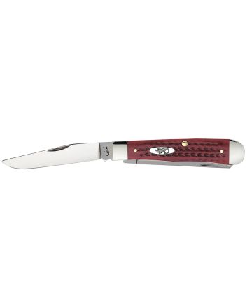 Case 00783 TrapperMedium 3.25"/3.27" Folding Clip Point/Spey Plain Mirror Polished Tru-Sharp SS Blade Corn Cob Jigged Old Red Bone Handle