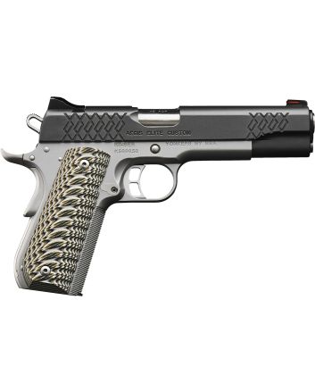 Kimber Mfg, Inc 3000350 Aegis Elite Custom 9mm Luger 9+1 5" Stainless Match Grade Barrel, KimPro II Black Serrated Stainless Steel Slide, Satin Silver Stainless Steel Frame w/Beavertail, G10 Grip