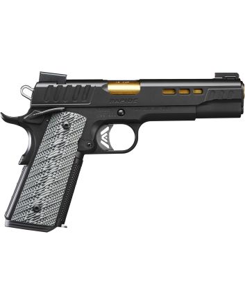 Kimber Mfg.,inc 3000383 Rapide45 ACP 8+1 5" Gold TiN Steel Barrel, KimPro II Black Lightening Cut/Serrated Stainless Steel Slide, Kimpro II Black Steel Frame w/Beavertail, WavZ G10 Grip