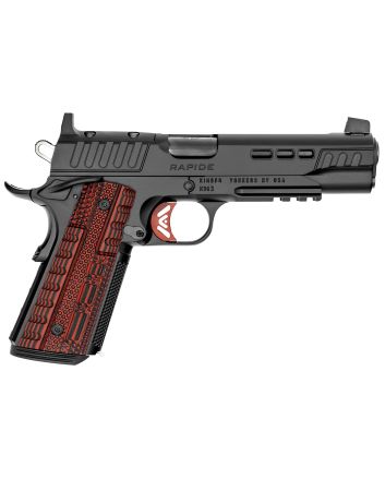 Kimber Mfg.,inc 3000452 Rapide Heat 45 ACP 8+1 5.50" Black DLC Steel Barrel, KimPro II Black Lightening Cut/Optic Ready/Serrated Steel Slide, Kimpro II Black Steel Frame w/Beavertail, Red G10 Grip