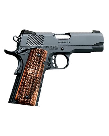 Kimber Mfg, Inc 3200118 Raptor II Pro 45 ACP 8+1 4" Stainless Match Grade Barrel, Matte Black Serrated Steel Slide, Matte Black Steel Frame w/Beavertail, Zebrawood Grip