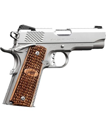 Kimber Mfg.,inc 3200195 Stainless Pro Raptor II 45ACP 8+1 4" Stainless Steel Slide Satin Silver Zebrawood w/ Scale Pattern and Kimber Logo Grip