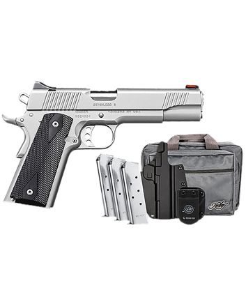 Kimber Mfg.,inc 3200007 Stainless II Club Bundle 45ACP 7+1 5" Satin Silver Front Serrations Stainless Steel Slide Black Synthetic Grip