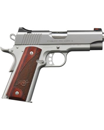 Kimber Mfg, Inc 3200323 Carry II Pro 9mm Luger 9+1 4" Stainless Match Grade Barrel, Satin Silver Serrated Stainless Steel Slide, Satin Silver Aluminum Frame w/Beavertail, Rosewood Grip