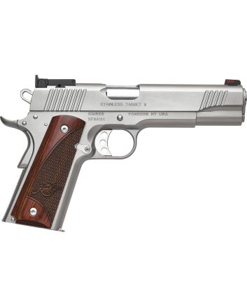 Kimber Mfg, Inc 3200325 Stainless II Target Full Size Frame 45 ACP 7+1 5" Stainless Match Grade Barrel, Satin Silver Serrated Stainless Steel Slide &amp; Frame w/Beavertail, Rosewood Grip
