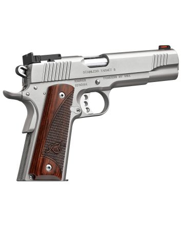 Kimber Mfg, Inc 3200326 Stainless II Target Full Size Frame 9mm Luger 9+1 5" Stainless Match Grade Barrel, Satin Silver Serrated Stainless Steel Slide &amp; Frame w/Beavertail, Rosewood Grip