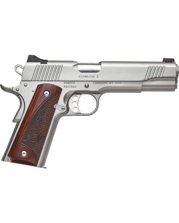 Kimber Mfg, Inc 3200327 Stainless IIFull Size Frame 9mm Luger 9+1 5" Stainless Match Grade Barrel, Satin Silver Serrated Stainless Steel Slide &amp; Frame w/Beavertail, Rosewood Grip