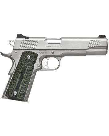 Kimber Mfg, Inc 3200342 TLE II45 ACP 7+1 5" Stainless Match Grade Barrel, Satin Silver Serrated Stainless Steel Slide &amp; Frame w/Beavertail, Aggressively Textures G-10 Grip