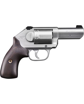 Kimber Mfg, Inc 3400011CA K6S *CA Compliant DAO 357 Mag 6 Shot 3" Brushed Stainless Steel Barrel, Cylinder &amp; Frame, Large Smooth Walnut Grip, Concealed Hammer