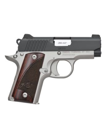 Kimber Mfg.,inc 3300206 Micro Two-Tone NS 380 ACP 7+1 2.75" Matte BlackStainless Steel Slide Brush Polished Checkered Rosewood Grip