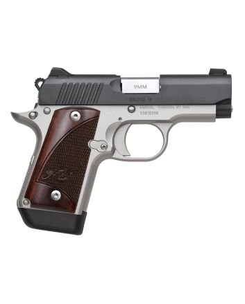 Kimber Mfg, Inc 3300099 Micro 9 Two-Tone Micro Frame 9mm Luger 7+1 3.15" Stainless Match Grade Barrel, Matte Black Serrated Steel Slide, Satin Silver Aluminum Frame w/Beavertail, Rosewood Grip