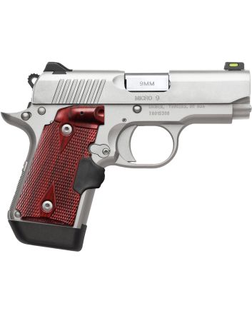 Kimber Mfg.,inc 3700482 Micro 9Stainless Steel 9mm 7+1 3.15" Satin Silver Slide Rosewood Grip