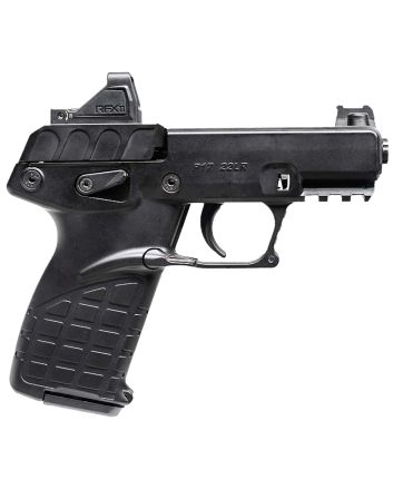 Kel-Tec P17BBLKOPTIC P17Compact Frame 22 LR 16+1 3.80" Black Steel Barrel, Black Serrated Steel Slide, Black Polymer Frame w/Picatinny Rail, Textured Grip, Viridian RFX-11 Green Dot, Ambidextrous