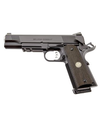 Wilson Combat CQBLRCAALLBLACK CQB *CA Compliant Full Size Frame 45 ACP 8+1 5" Carbon Steel Slide Diamond Wood w/ Pewter Medallions Grip