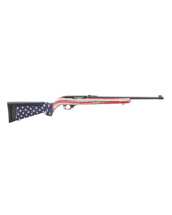 Ruger 31207 10/22 Collector's Series 22 LR 10+1 18.50" Satin Black Threaded Barrel, Satin Black Steel Receiver, American Flag Camo Ruger Modular System Synthetic Stock, Thread Protector