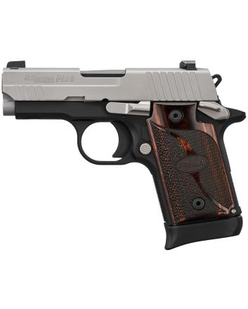 Sig Sauer 9389TXR3AMBI P938Micro-Compact Frame 9mm Luger 6+1/7+1 3" Black Steel Barrel, Bead Blast Serrated Stainless Steel Slide, Black Anodized Aluminum Frame w/Beavertail, Rosewood Hogue Grip