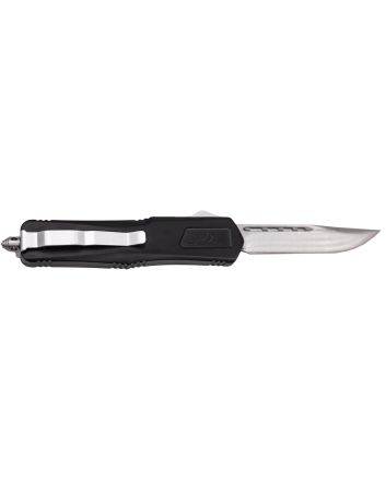 Great Lakes Firearms GLKMDSMTBLK GLFAMedium 3.50" OTF Plain Steel Blade, Black Cerakote Aluminum Handle