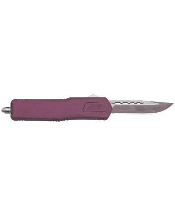 Great Lakes Firearms GLKMDSMTCHY GLFAMedium 3.50" OTF Plain Steel Blade, Black Cherry Cerakote Aluminum Handle