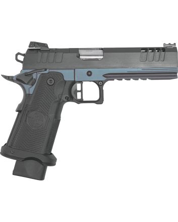 Great Lakes Firearms GL1911DS9FSSBLU 1911 DS Synergy 9mm Luger 20+1 5" Optic Cut/Serrated Cerakote Black Molded Grip Blue Titanium Frame