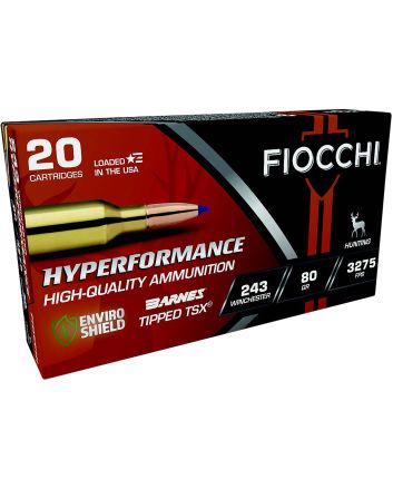 Fiocchi 243TTSX Hyperformance243Win 80gr Barnes Tipped TSX 20 Per Box/10 Case