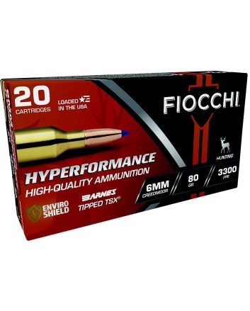 Fiocchi 6CMTT Hyperformance6mmCreedmoor 80gr Barnes Tipped TSX 20 Per Box/10 Case