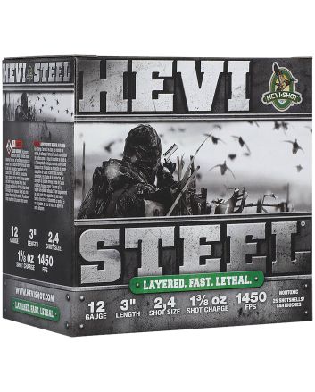 HEVI-Shot HS60024 HEVI-Steel Waterfowl 12Gauge 3" 1 3/8oz 2/4Shot 25 Per Box/10 Case