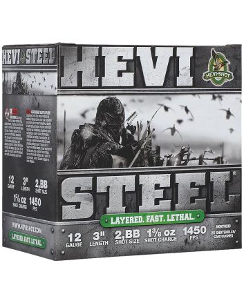 HEVI-Shot HS60288 HEVI-Steel Waterfowl 12Gauge 3" 1 3/8oz 2/BBShot 25 Per Box/10 Case