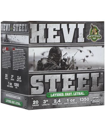 HEVI-Shot HS62024 HEVI-Steel Waterfowl 20Gauge 3" 1oz 2/4Shot 25 Per Box/10 Case