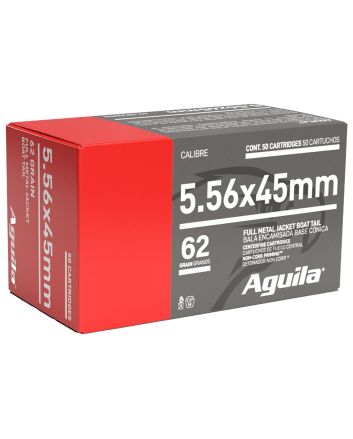 Aguila 1E556110 Target &amp; Range Rifle 5.56x45mm NATO 62gr Full Metal Jacket Boat Tail 50 Per Box/20 Case
