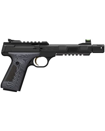Browning 051598490 Buck Mark Contour Pro 22 LR 10+1 4.40" Black Threaded w/Compensator Barrel, Matte Black Picatinny Rail Receiver, Matte Black Aluminum Frame w/Picatinny Rail, Black/Gray G10 Grip