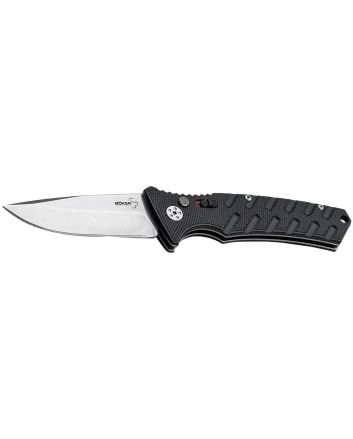 Boker 01BO457 Plus Strike Auto Pocket 3.35" Drop Point Plain Black D2 Steel Blade Aluminum Handle