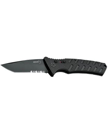Boker 01BO458 Plus Strike Auto Pocket 3.35" Tanto Serrated Black D2 Blade Aluminum Handle