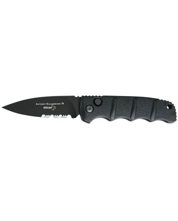 Boker 01KALS100Kalashnikov 3.35" Drop Point Plain/Serrated Black D2 Steel Blade Aluminum Handle