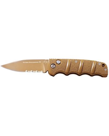 Boker 01KALS103Kalashnikov 3.35" Spear Point Plain/Serrated Desert D2 Steel Blade Aluminum Handle
