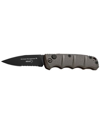 Boker 01KALS96Kalashnikov 2.52" Drop Point Plain/Serrated Black D2 Steel Blade Gray Aluminum Handle
